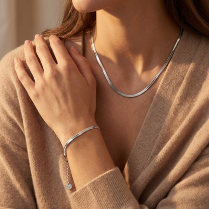 Rosefield Snake 3mm Silver Set (Necklace + Bracelet)