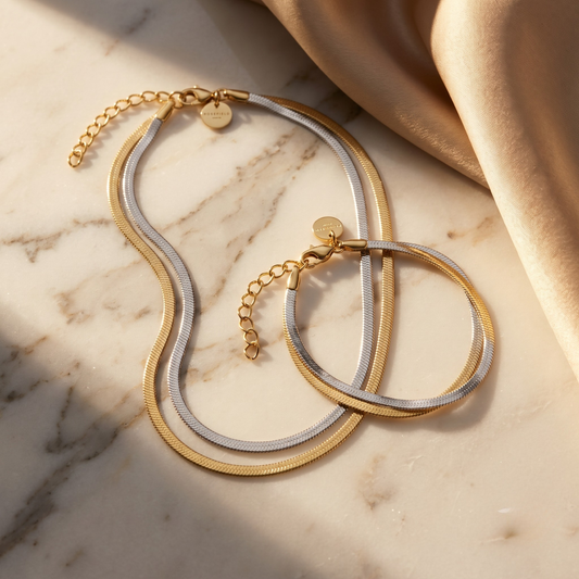 Rosefield Snake Duo Tone Set (Necklace + Bracelet)