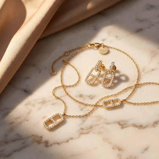 Rosefield Fine Octagon Crystal Gold Trio