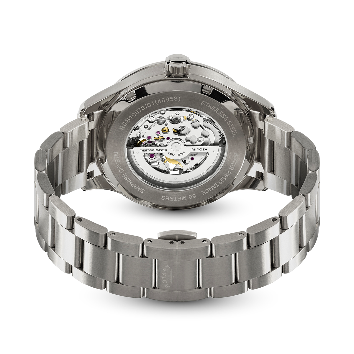 Rotary Men's Greenwich Skeleton Automatic 100M Water Resistance Stainless Steel Bracelet Watch - RGB10073/01