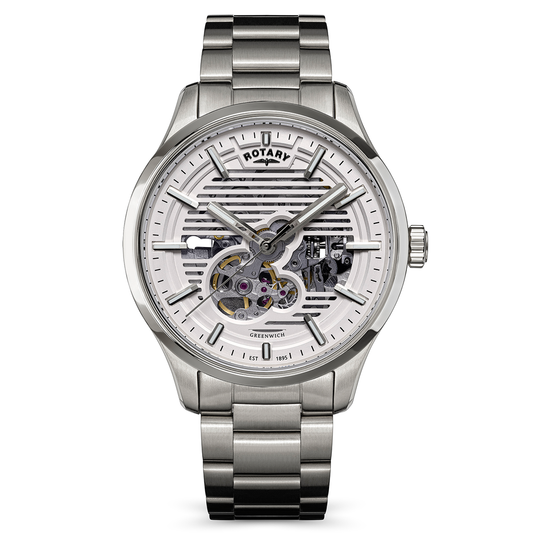 Rotary Men's Greenwich Skeleton Automatic 100M Water Resistance Stainless Steel Bracelet Watch - RGB10073/01
