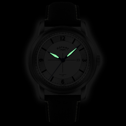 Rotary Men's Heritage Field Stainless Steel Black Leather Strap Watch - RGS10003/06
