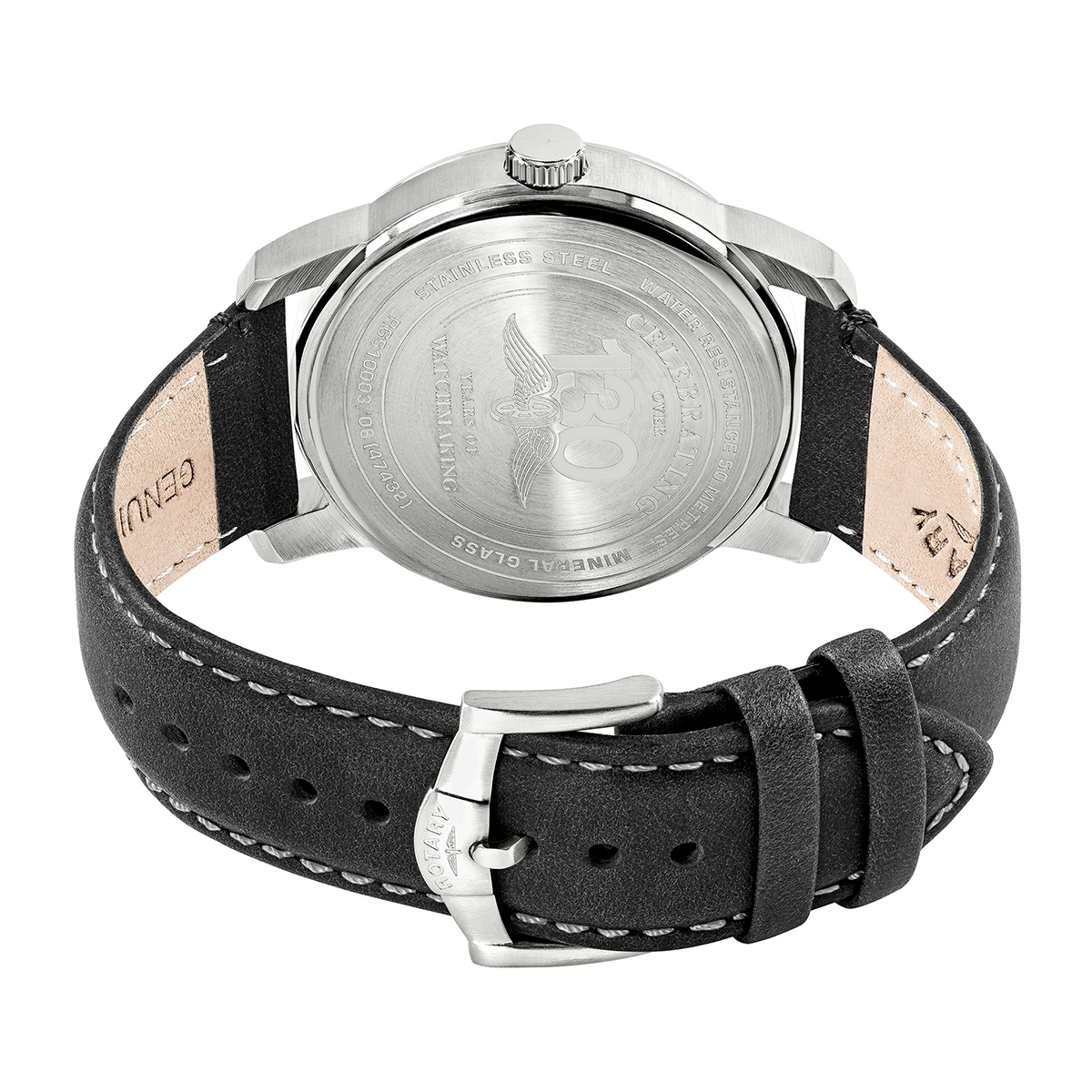 Rotary Men's Heritage Field Stainless Steel Black Leather Strap Watch - RGS10003/06