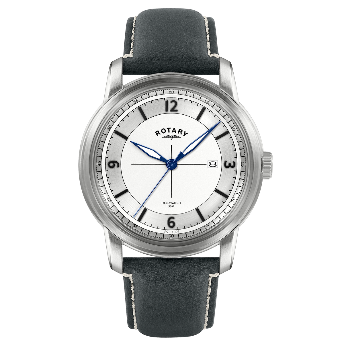 Rotary Men's Heritage Field Stainless Steel Black Leather Strap Watch - RGS10003/06