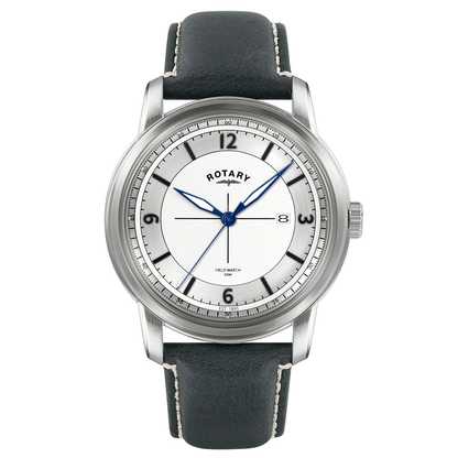 Rotary Men's Heritage Field Stainless Steel Black Leather Strap Watch - RGS10003/06