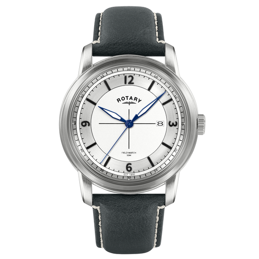 Rotary Men's Heritage Field Stainless Steel Black Leather Strap Watch - RGS10003/06