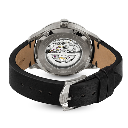 Rotary Men's Greenwich Skeleton Automatic 100M Water Resistance Stainless Steel Black Leather Strap Watch - RGS10077/05