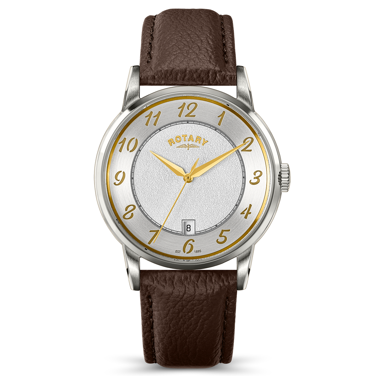 Rotary Men's Rotary Heritage Stainless Steel Silver Dial Brown Leather Strap Watch - RGS10083/70