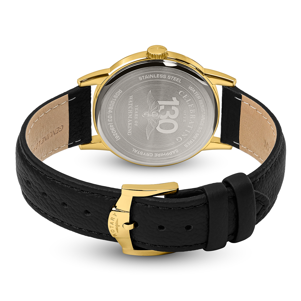 Rotary Men's Rotary Heritage Gold Plated Stainless Steel Brown Leather Strap Watch - RGS10084/03
