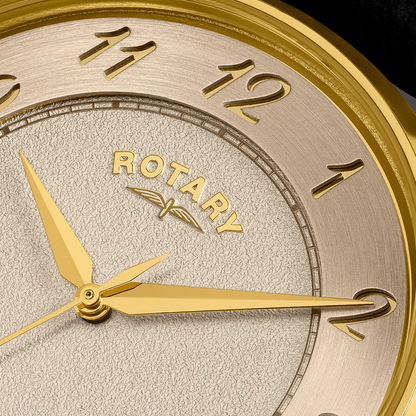 Rotary Men's Rotary Heritage Gold Plated Stainless Steel Brown Leather Strap Watch - RGS10084/03