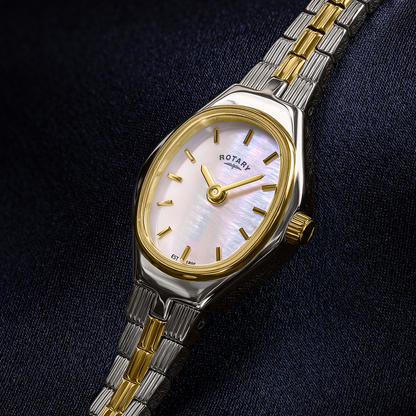 Rotary Ladies 1895 Mother Of Pearl Dial Two Tone Plated Stainless Steel Bracelet Watch - RLB10049/41