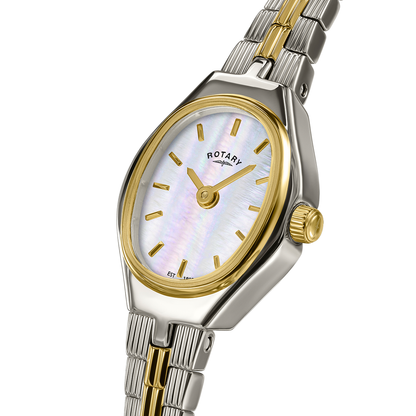 Rotary Ladies 1895 Mother Of Pearl Dial Two Tone Plated Stainless Steel Bracelet Watch - RLB10049/41