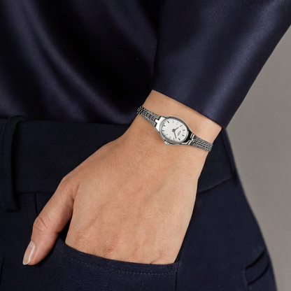 Rotary Ladies 1895 Silver White Satin Dial Stainless Steel Bracelet Watch - RLB10051/70