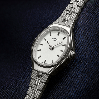 Rotary Ladies 1895 Silver White Satin Dial Stainless Steel Bracelet Watch - RLB10051/70