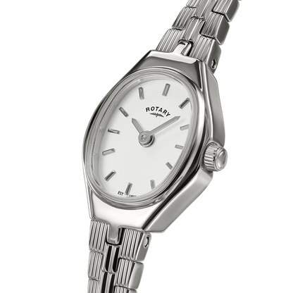 Rotary Ladies 1895 Silver White Satin Dial Stainless Steel Bracelet Watch - RLB10051/70