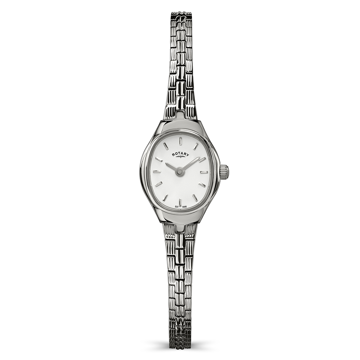 Rotary Ladies 1895 Silver White Satin Dial Stainless Steel Bracelet Watch - RLB10051/70