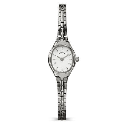 Rotary Ladies 1895 Silver White Satin Dial Stainless Steel Bracelet Watch - RLB10051/70