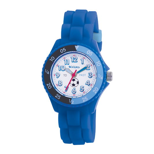 Tikkers Boys Blue Silicone Strap Football Time Teacher Watch - TK0002