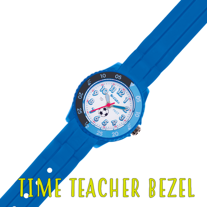 Tikkers Boys Blue Silicone Strap Football Time Teacher Watch - TK0002