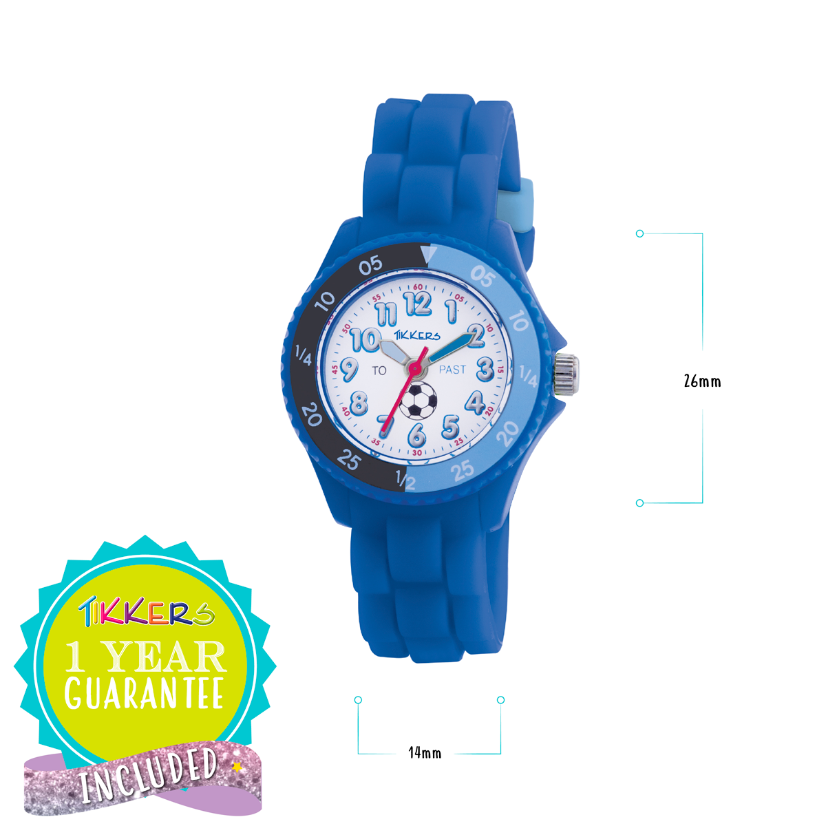 Tikkers Boys Blue Silicone Strap Football Time Teacher Watch - TK0002