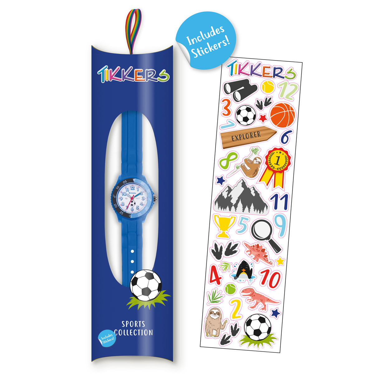 Tikkers Boys Blue Silicone Strap Football Time Teacher Watch - TK0002