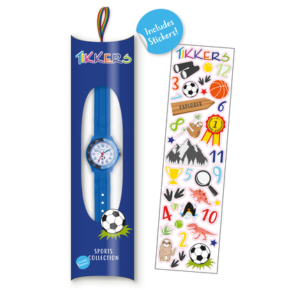 Tikkers Boys Blue Silicone Strap Football Time Teacher Watch - TK0002