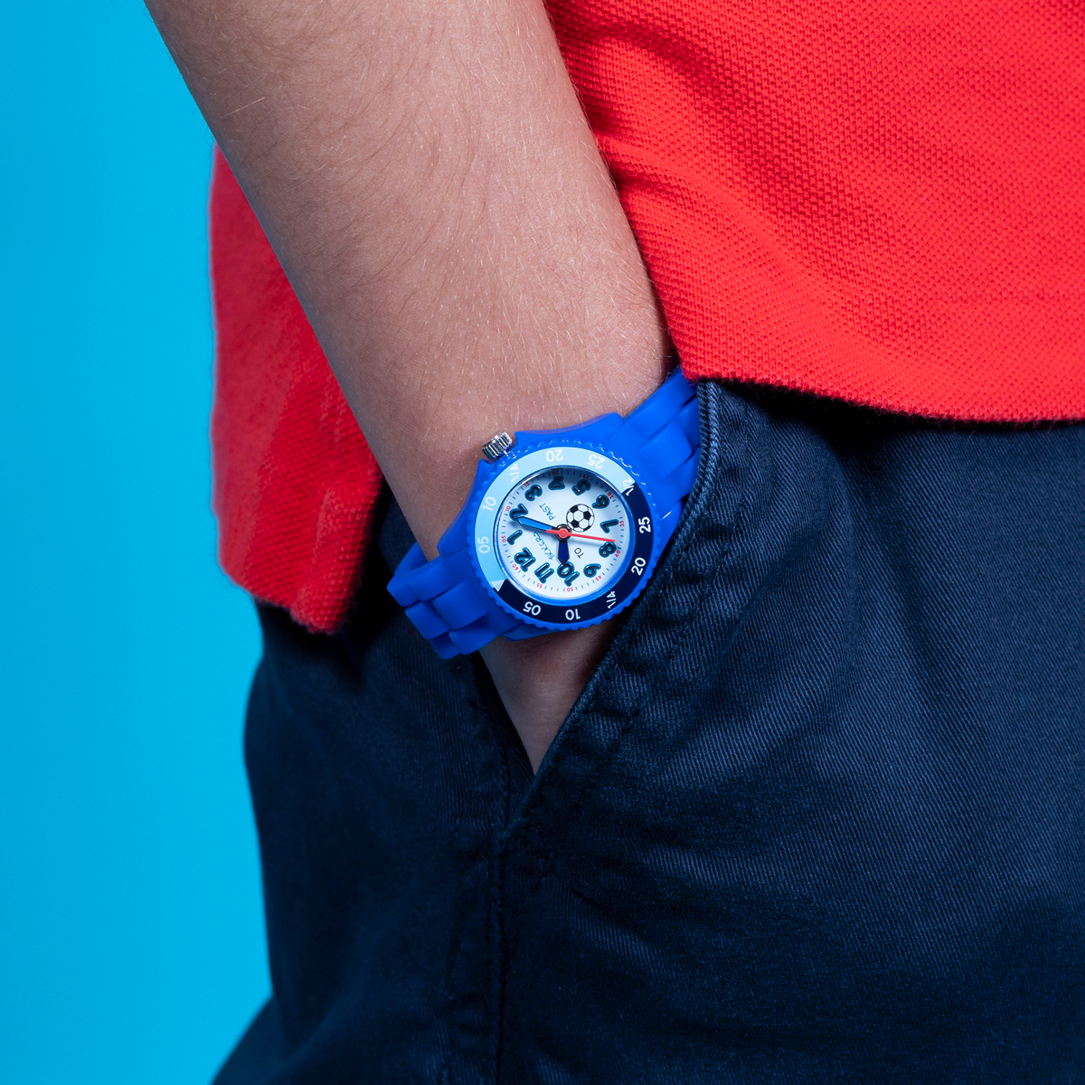Tikkers Boys Blue Silicone Strap Football Time Teacher Watch - TK0002
