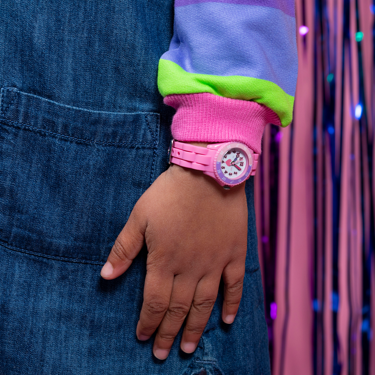Tikkers Girls Pink Silicone Strap Heart Time Teacher Watch - TK0003