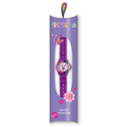Tikkers Girls Purple Silicone Strap Butterfly Time Teacher Watch - TK0041