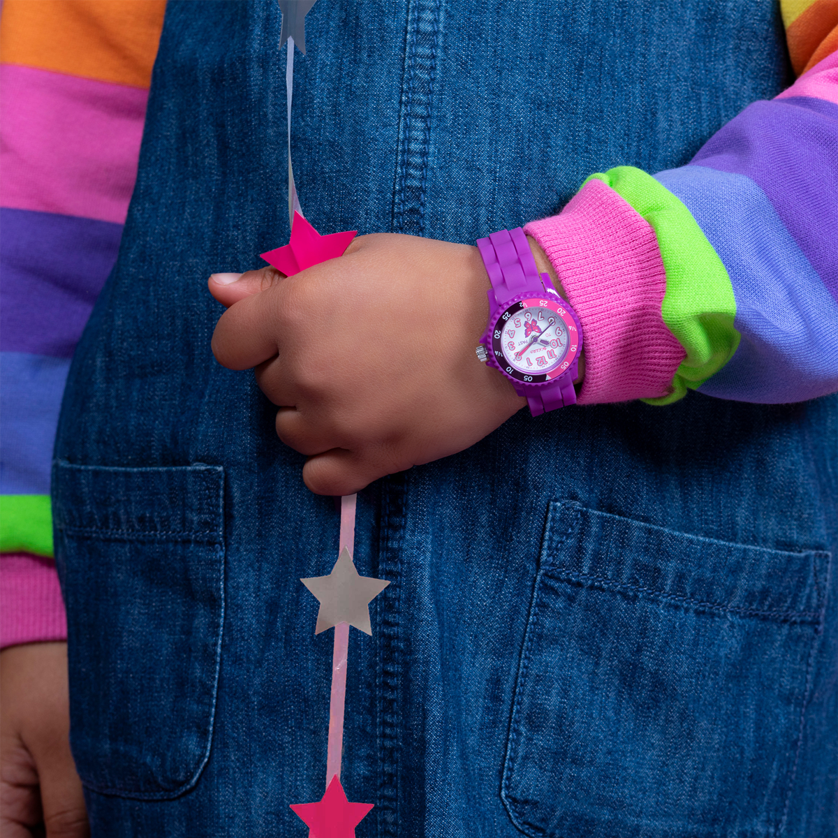 Tikkers Girls Purple Silicone Strap Butterfly Time Teacher Watch - TK0041
