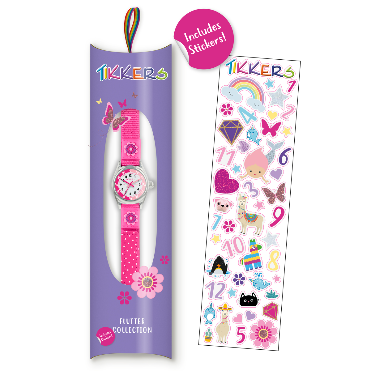 Tikkers Girls Pink Canvas Strap Flower Time Teacher Watch - TK0119