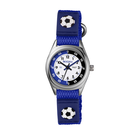 Tikkers Boys Blue Canvas Rip Strap Football Time Teacher Watch - TK0122