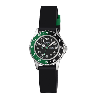 Tikkers Boys Black Silicone Strap Time Teacher Watch - TK0139