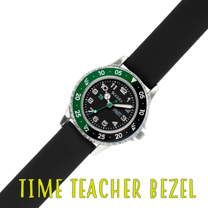 Tikkers Boys Black Silicone Strap Time Teacher Watch - TK0139