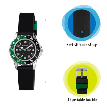 Tikkers Boys Black Silicone Strap Time Teacher Watch - TK0139