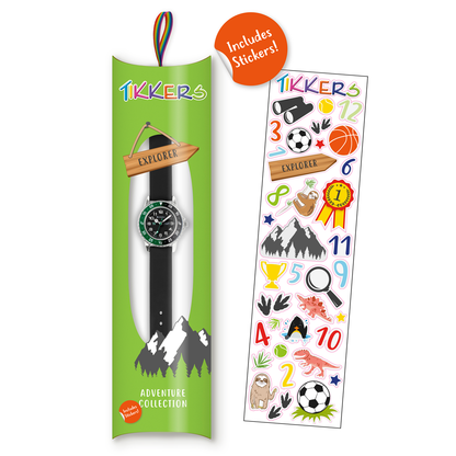Tikkers Boys Black Silicone Strap Time Teacher Watch - TK0139