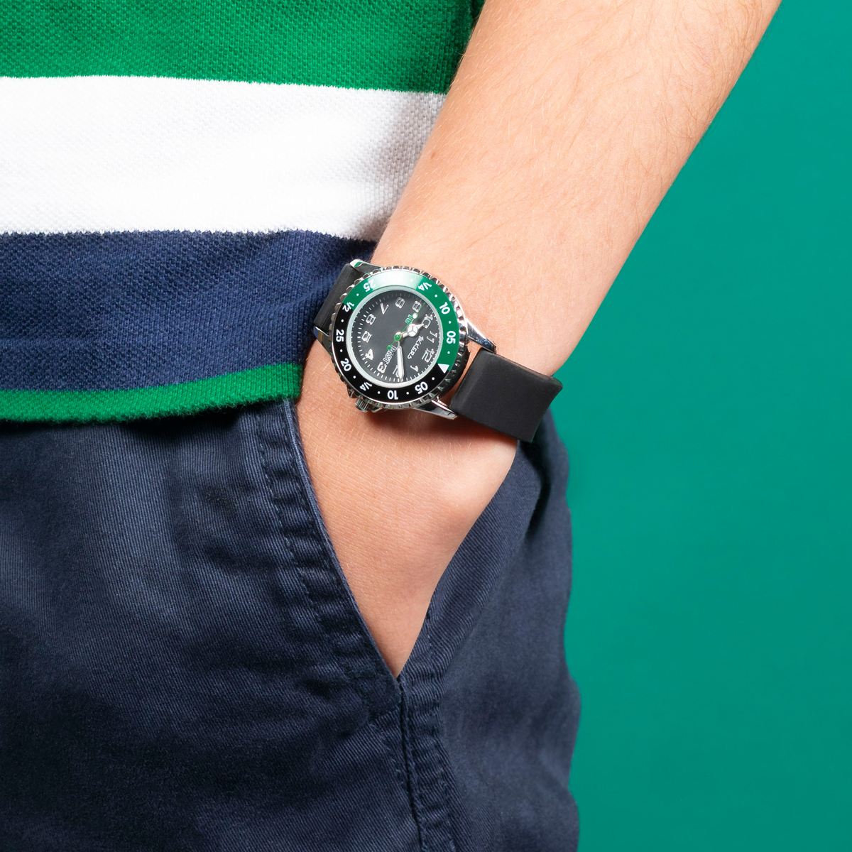Tikkers Boys Black Silicone Strap Time Teacher Watch - TK0139