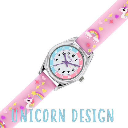 Tikkers Girls Purple Silicone Strap 3D Unicorn Watch - ATK0145