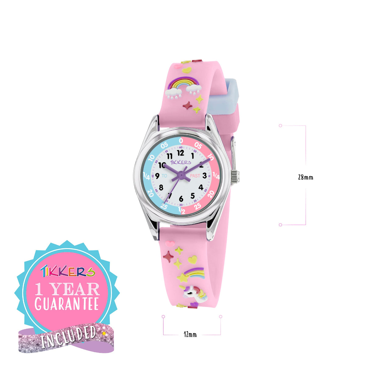 Tikkers Girls Purple Silicone Strap 3D Unicorn Watch - ATK0145