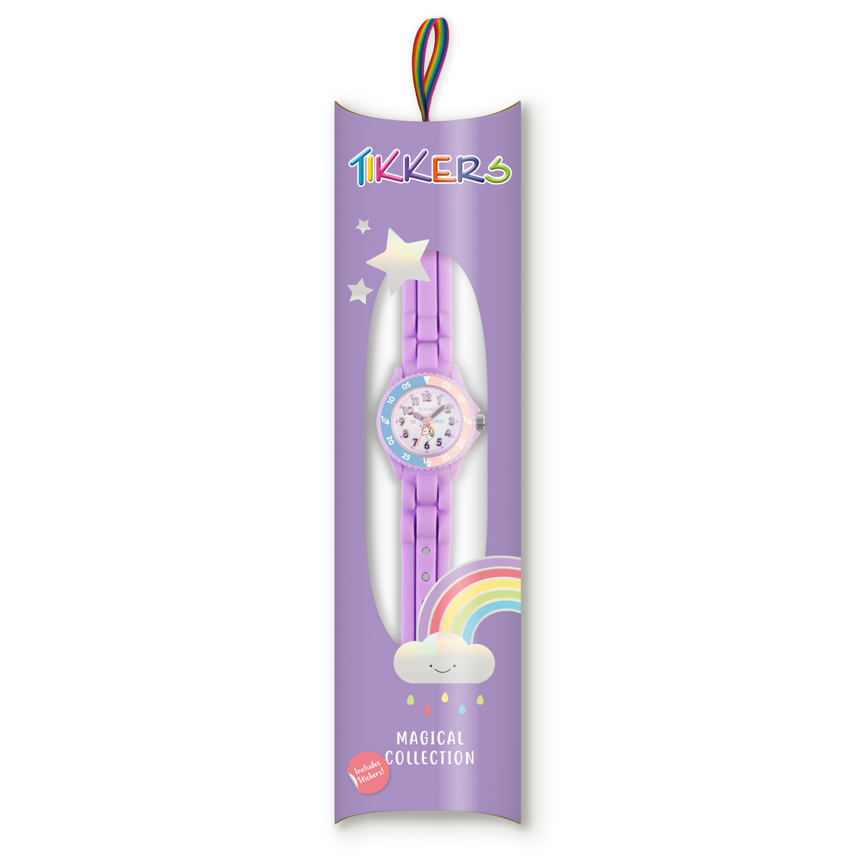 Tikkers Girls Purple Silicone Strap Unicorn Dial Time Teacher Watch - TK0147