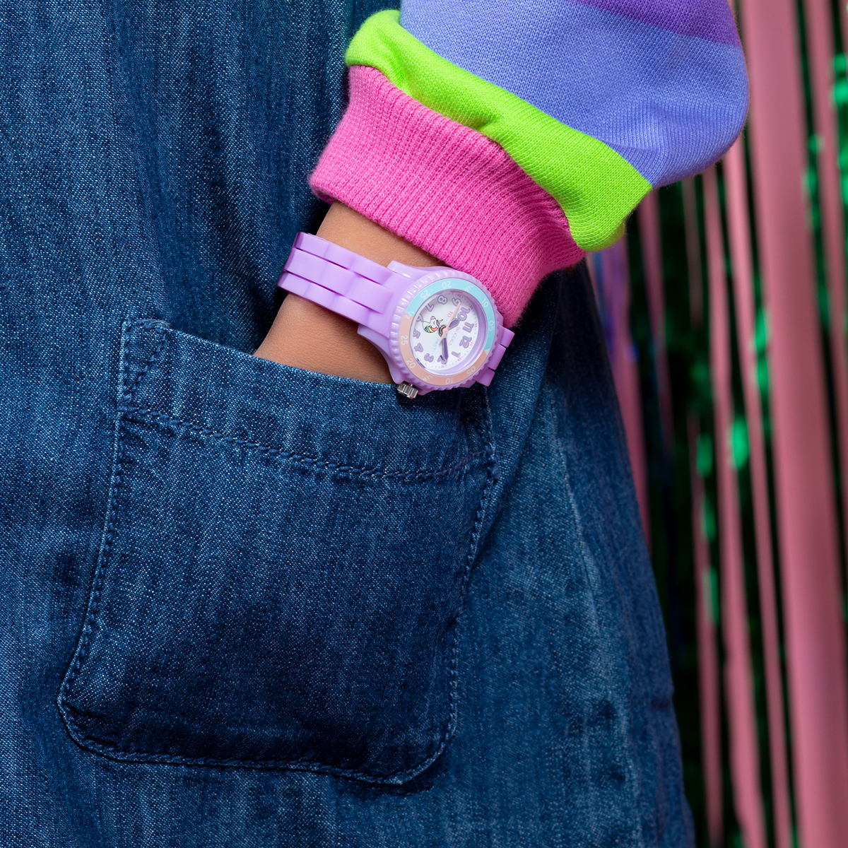Tikkers Girls Purple Silicone Strap Unicorn Dial Time Teacher Watch - TK0147