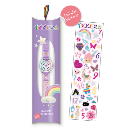 Tikkers Girls Purple Fabric Rip Strap Unicorn Watch - TK0148