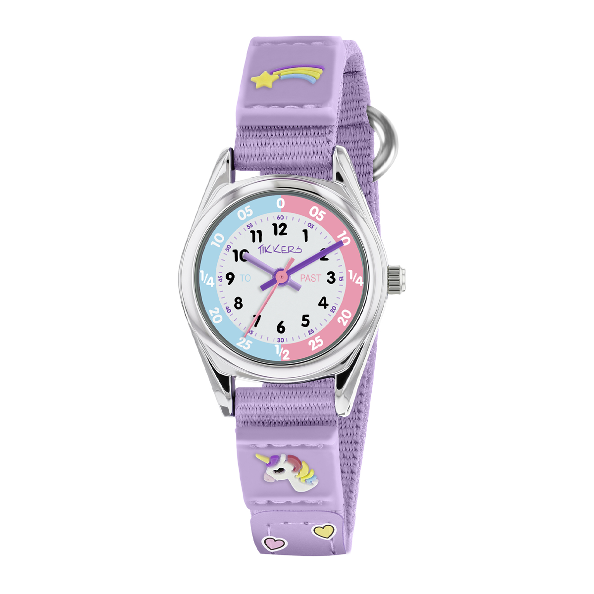 Tikkers Girls Purple Fabric Rip Strap Unicorn Watch - TK0148