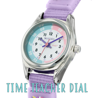 Tikkers Girls Purple Fabric Rip Strap Unicorn Watch - TK0148