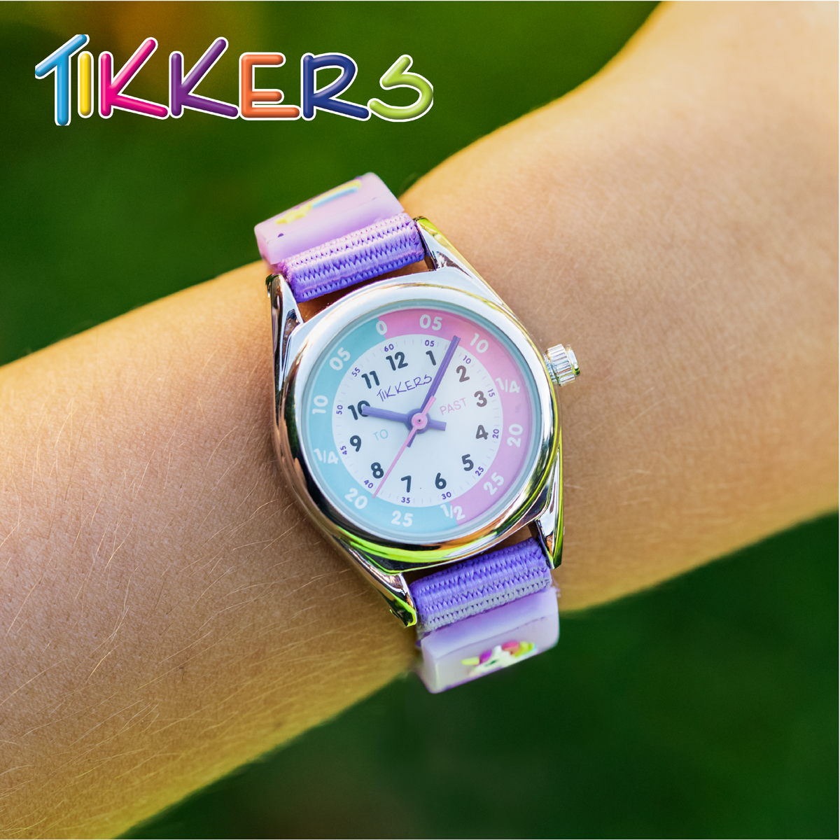 Tikkers Girls Purple Fabric Rip Strap Unicorn Watch - TK0148