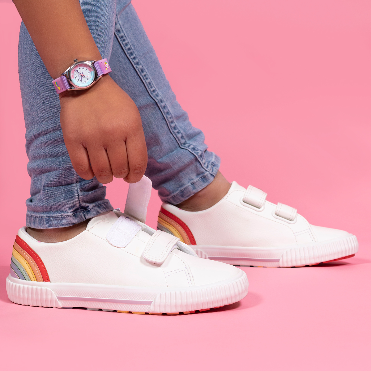 Tikkers Girls Purple Fabric Rip Strap Unicorn Watch - TK0148