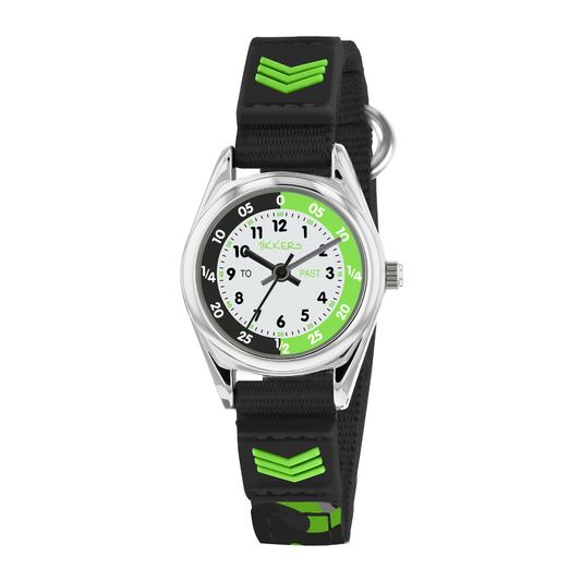 Tikkers Boys Black Fabric Rip Strap Camo Time Teacher Watch - TK0154