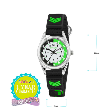 Tikkers Boys Black Fabric Rip Strap Camo Time Teacher Watch - TK0154