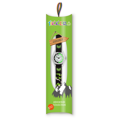 Tikkers Boys Black Fabric Rip Strap Camo Time Teacher Watch - TK0154