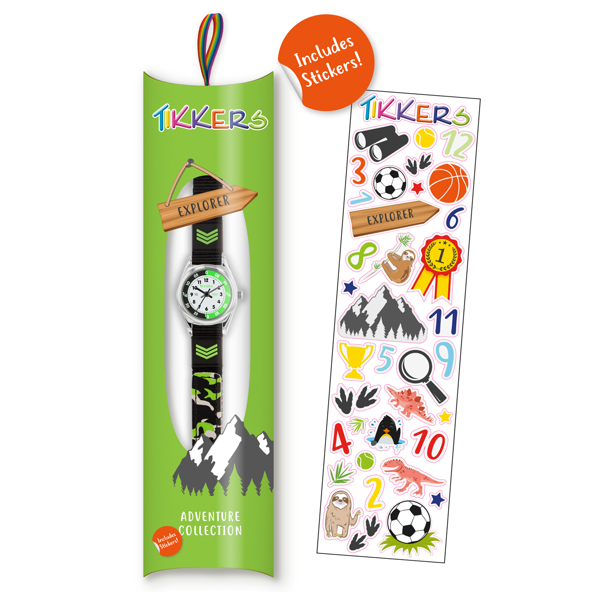 Tikkers Boys Black Fabric Rip Strap Camo Time Teacher Watch - TK0154